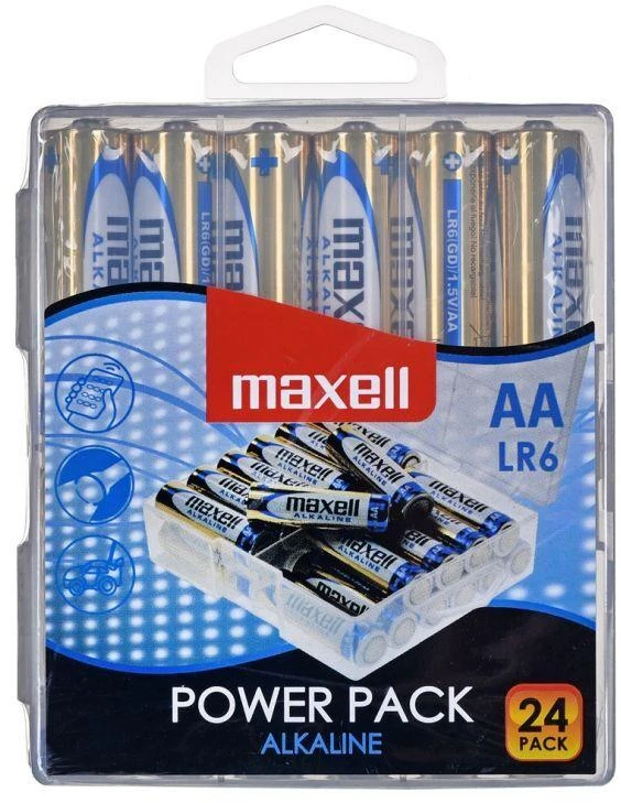 MAXELL Šarminė baterija LR6, VERTA PAKUOTĖ, 24 vnt.