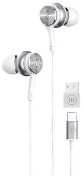 Laidinės Ausinės - Maxell XC1 su USB-C ir USB-A Adapteriu, Baltos