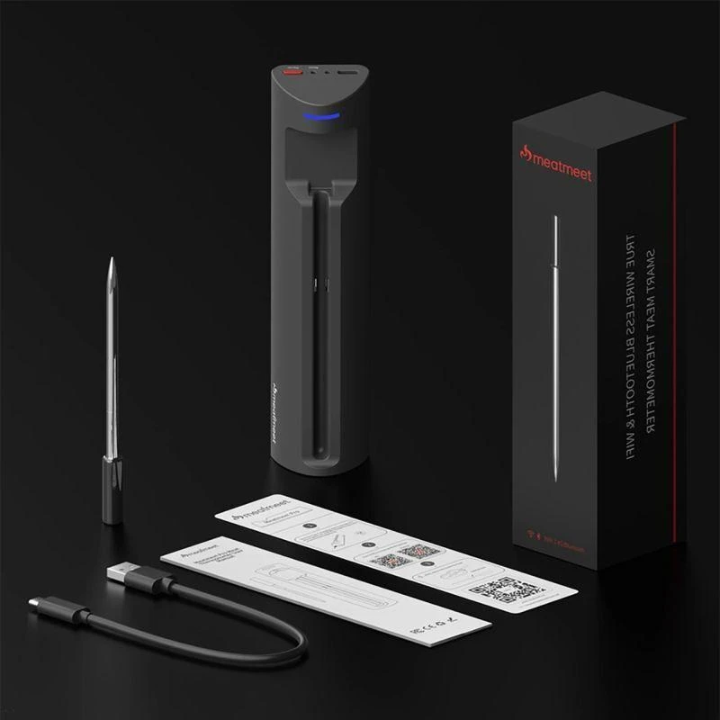 Virtuvinės svarstyklės Nezatříděno Meatmeet Pro smart kitchen thermometer with Bluetooth/WiFi app, grill, orkaitė, smoker - juodas