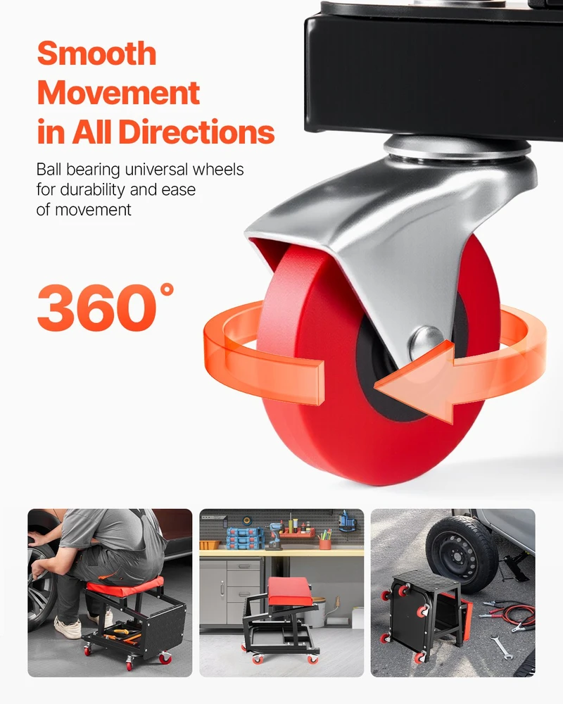 VEVOR Mechaniko kėdė su ratukais 130 kg terpei