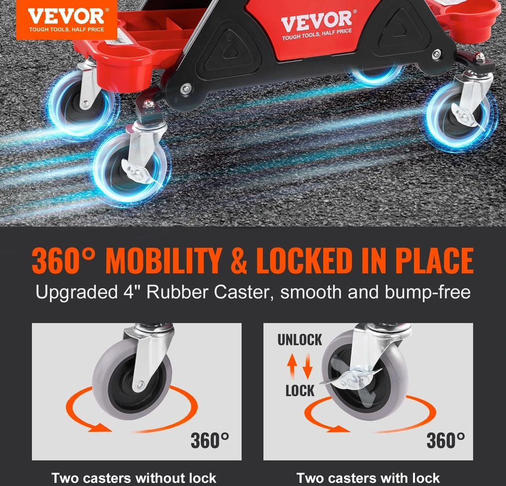 VEVOR Mechaniko kėdutė su ratukais ir įrankių stalčiais
