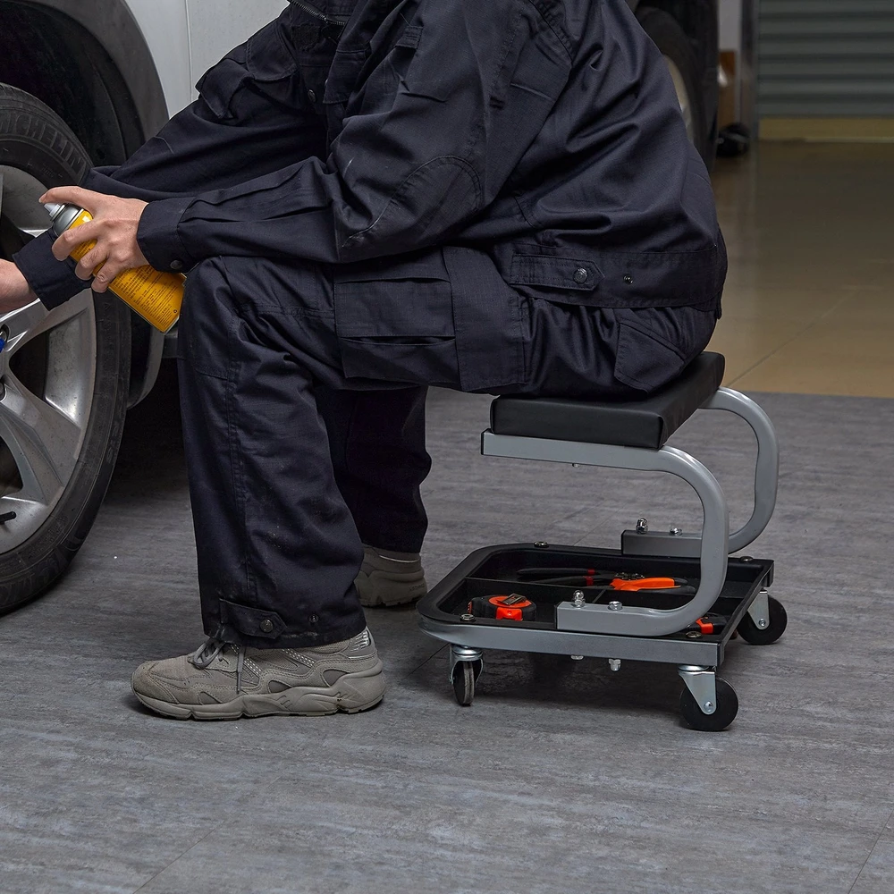 VEVOR Mechaniko garažo taburetė su įrankių dėklu