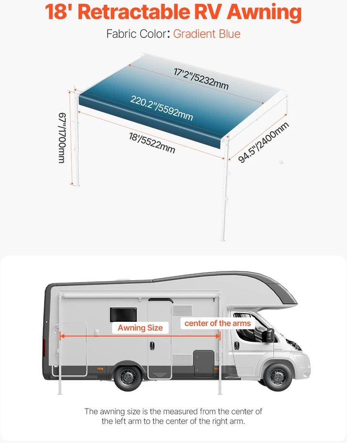 VEVOR 18 pėdų RV rankinis tentas