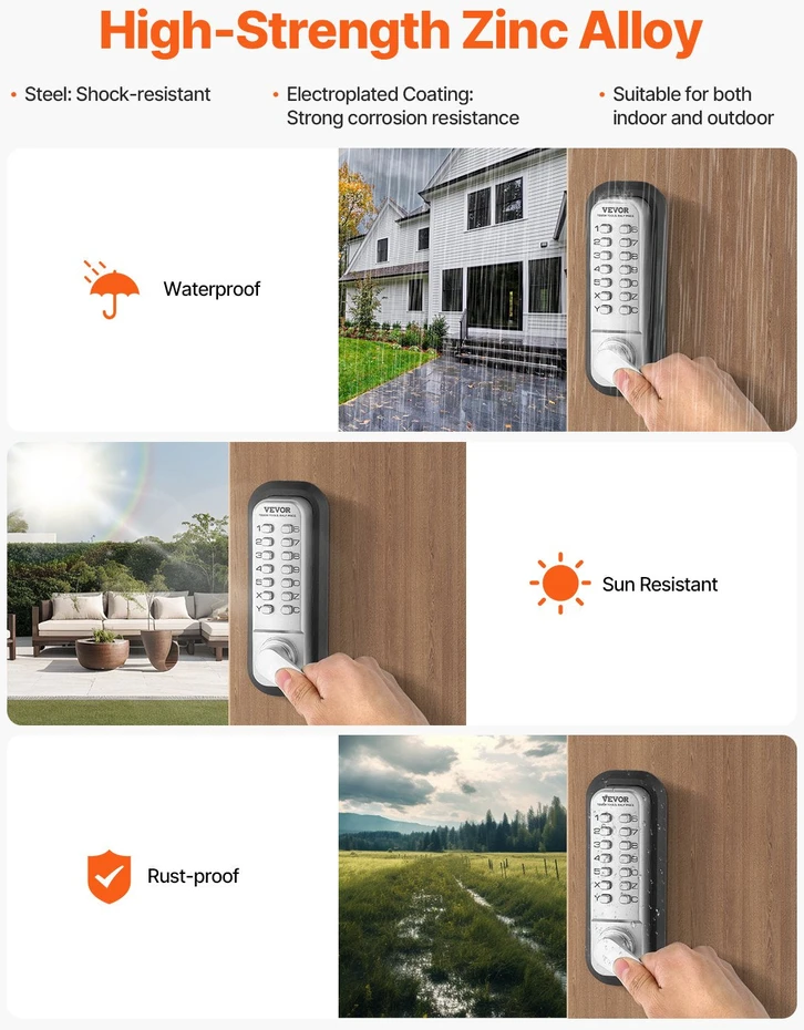 VEVOR Mechaninė durų spyna be raktų įvedimo