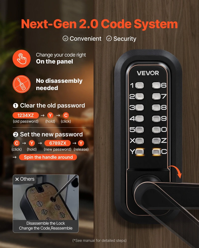 VEVOR Mechaninė beraktė durų spyna su kombinacija
