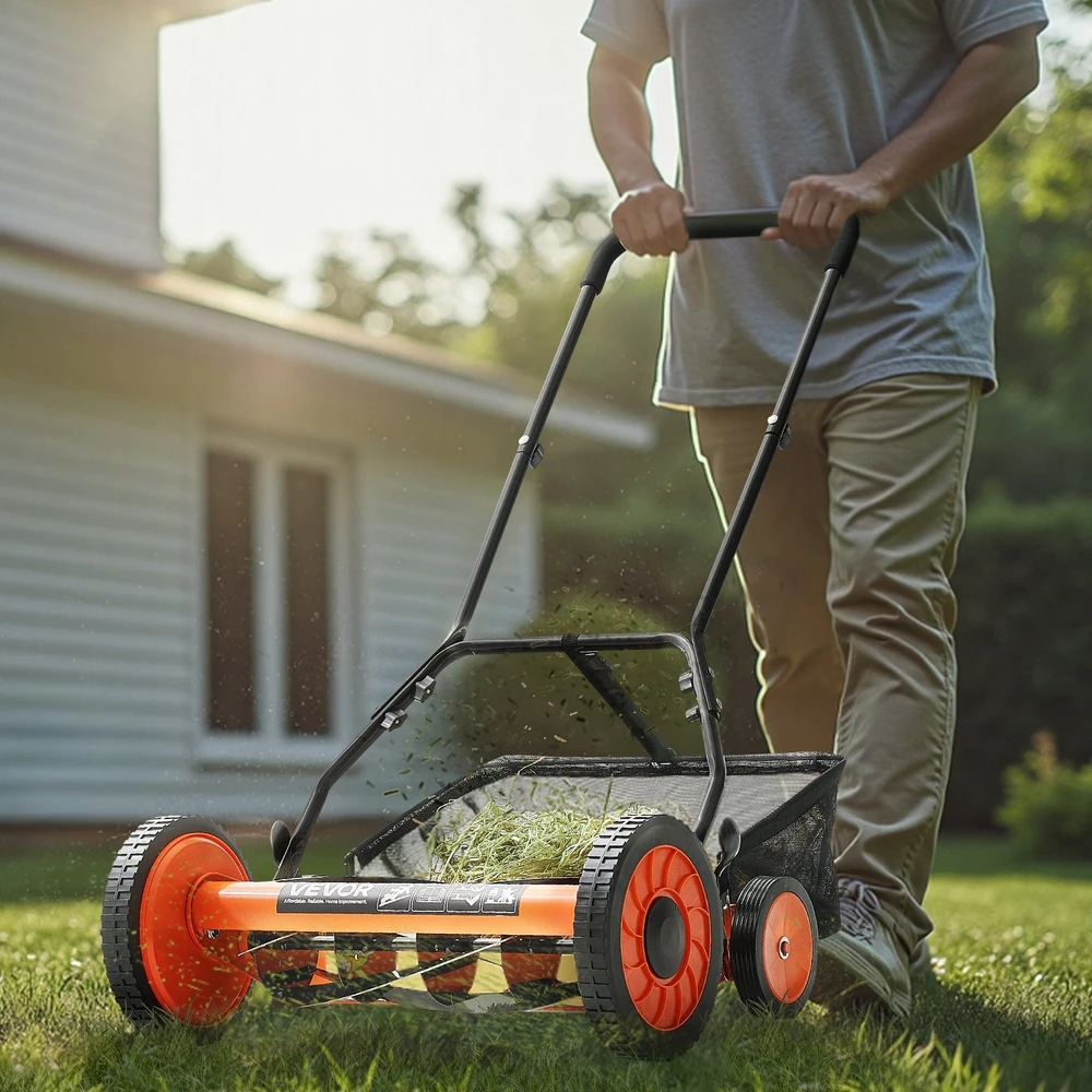 VEVOR 45 cm rankinė vejapjovė su žolės rinktuvu