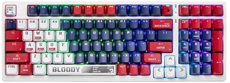 Klaviatūra žaidimai A4Tech Bloody S98 Sports BLMS Raudona Plus laidinis mechaninis apšvietimas daugiaspalvis