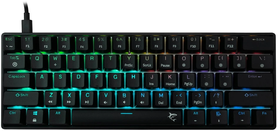 White Shark Klaviatūra žaidimams Baltas Shark Shinobi Brown su laidu mechaninė su pašvietimu juoda