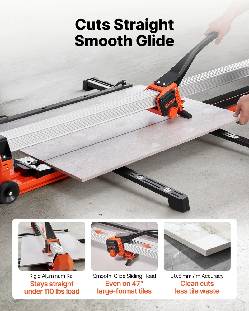 Vevor 1200 mm plytelių pjaustyklė su kreipiančiosiomis