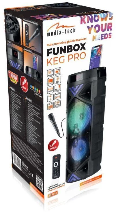 MEDIA-TECH Galingas garsas Bluetooth garsiakalbis FUNBOX KEG PRO MT3182