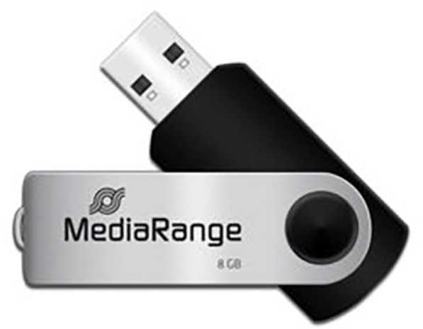 MediaRange Flexi-Drive 8 GB, USB-Stick - juodas/sidabrinis, USB-A 2.0, without Logo
