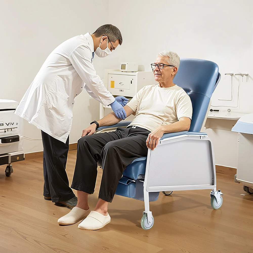 Vevor Reguliuojama geriatrinė kėdė su staliuku