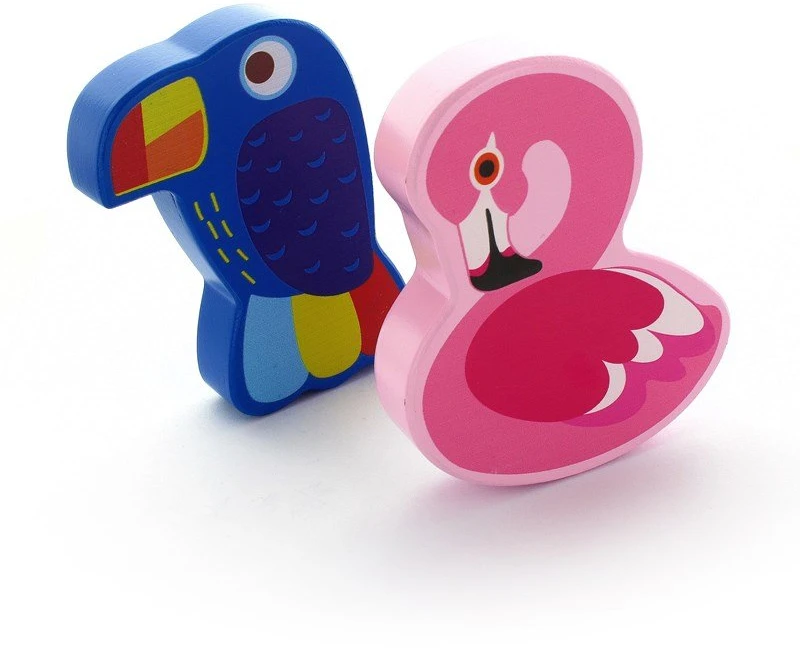 Dėlionė Other Brand Wooden mix rattles (Flamingo, Toucan), random modelis selection