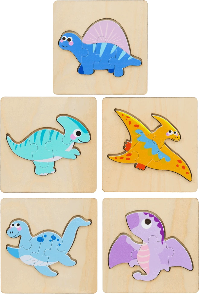 Lean Toys Medinė dėlionė su dinozaurų motyvu