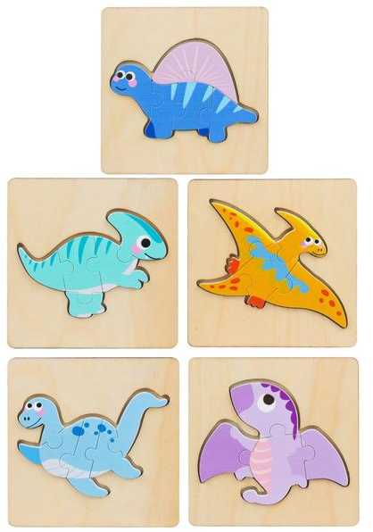 Lean Toys Medinė dėlionė su dinozaurų motyvu