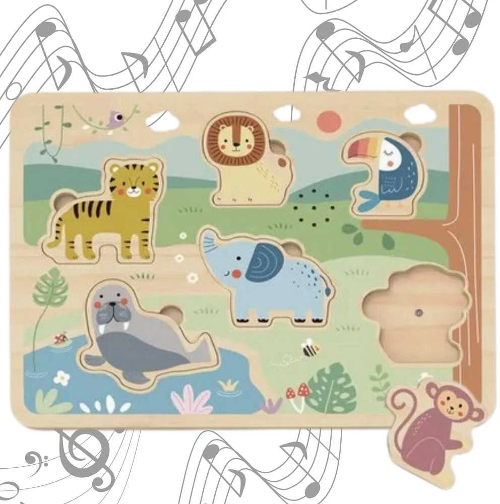 Tooky Toys TOOKY TOY medinė interaktyvi dėlionė Gyvūnėliai