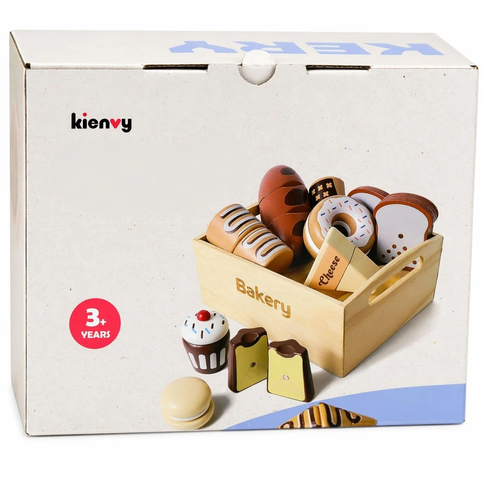 Drewniana Medinė mini kepyklėlės rinkinys su lipdukais, 10 dalių