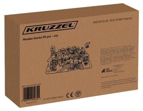 Kruzzel Medinės kaladėlės vaikams 115 vnt - Miestas 23519