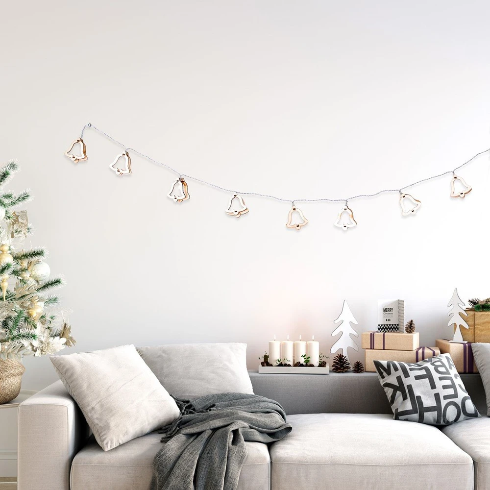 DecoKing Mediniai balti varpeliai, 10 vnt