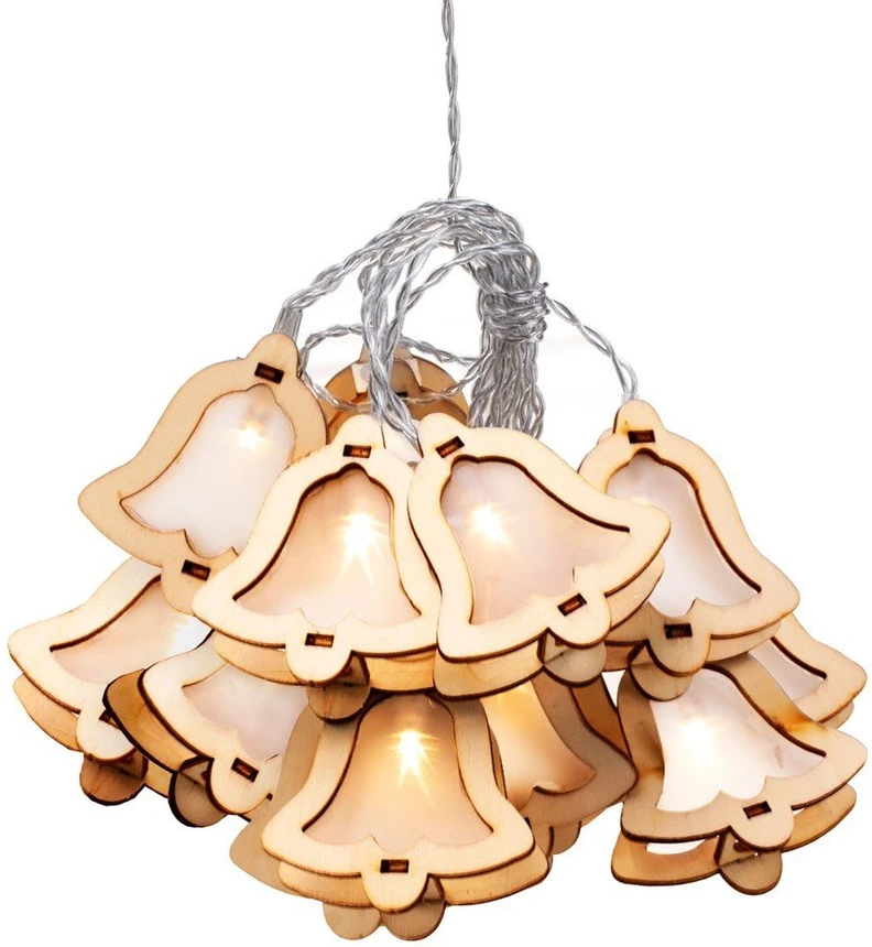DecoKing Mediniai balti varpeliai, 10 vnt