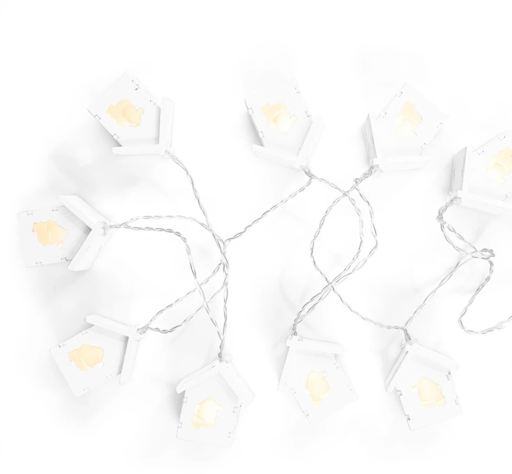 DecoKing Mediniai kalėdiniai nameliai su LED, rinkinys 10 vnt