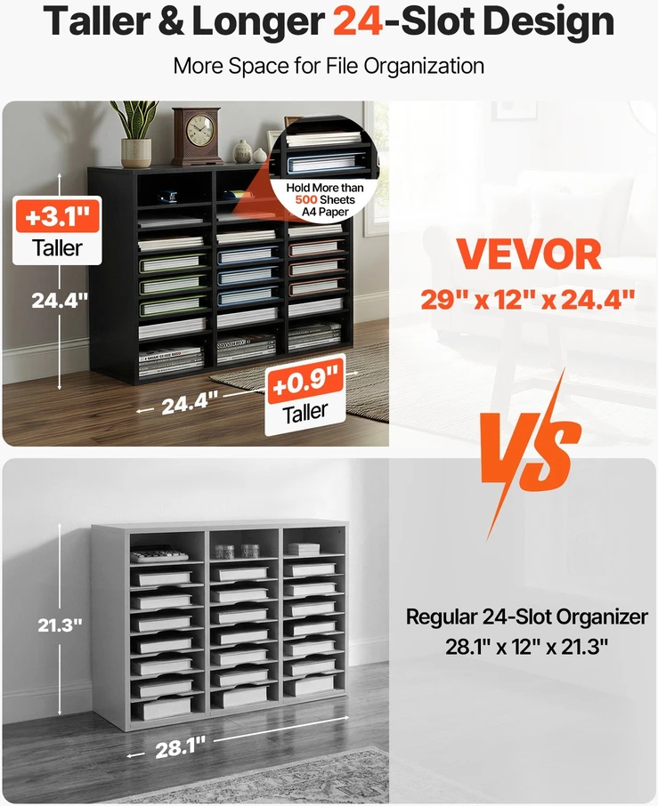 VEVOR Medinis korespondencijos organizatorius su 24 skyriais