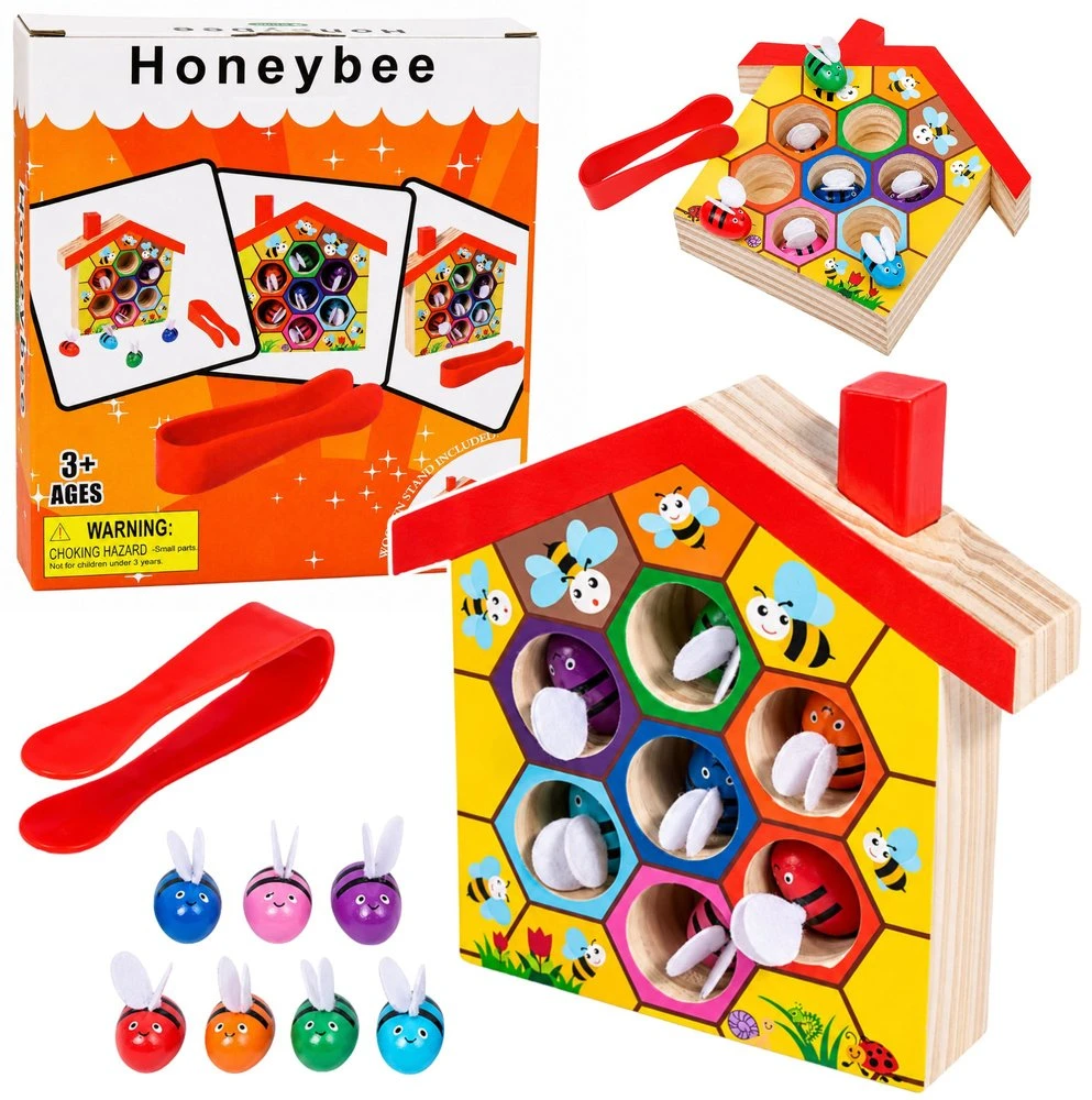 Lean Toys Edukacinis žaislas avilys su pincetu, įvairių spalvų, 7 bitės
