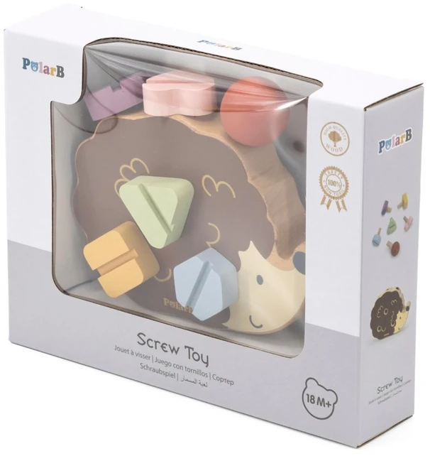 Viga Toys Viga Medinė Žaislinė Konstrukcija Ežio su Varžtais Montessori