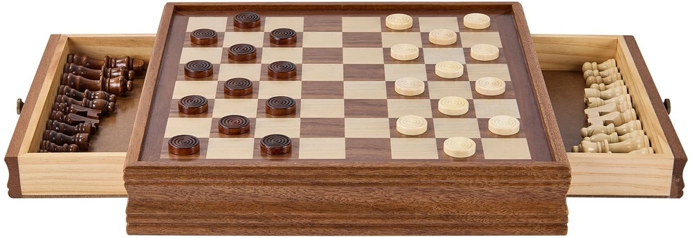 VEVOR Medinis 15 colių šachmatų ir šaškių rinkinys