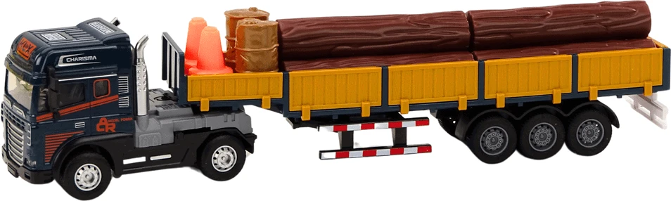 Žaislinis sunkvežimis su priekaba, šviesomis, garsu ir priedais Lean Toys