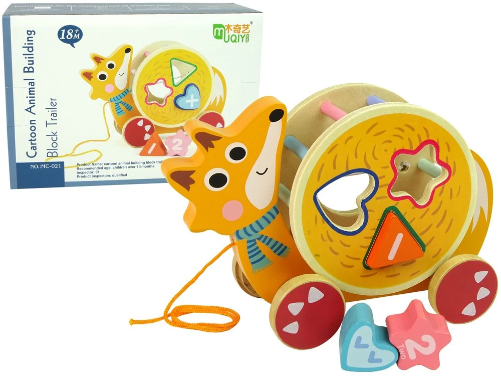 Medinių kaladėlių rūšiuotojas vaikams Lean Toys Lapė