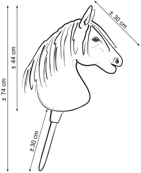 Super Hobby Horse Medinis žirgas su lazda tamsiai rudas – Premium Western
