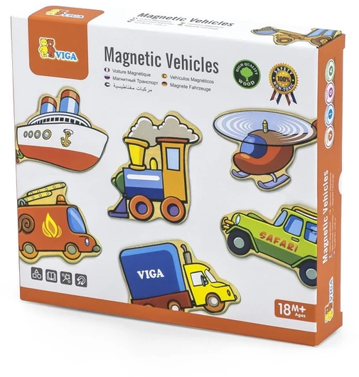 Viga medinių magnetų rinkinys, transporto priemonės, 20vnt.