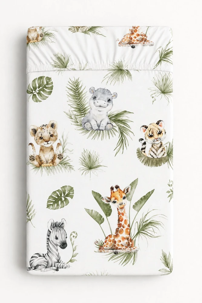 Medvilninė paklodė su guma 120 × 60 cm Little Safari
