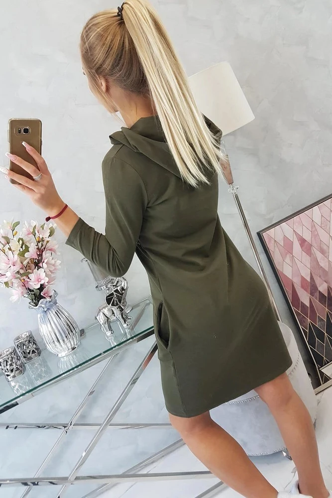 Medvilninė suknelė su gobtuvu, chaki