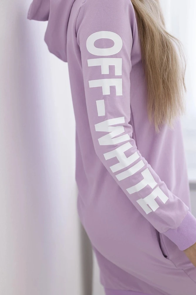 Medvilninė suknelė su gobtuvu, violetinė
