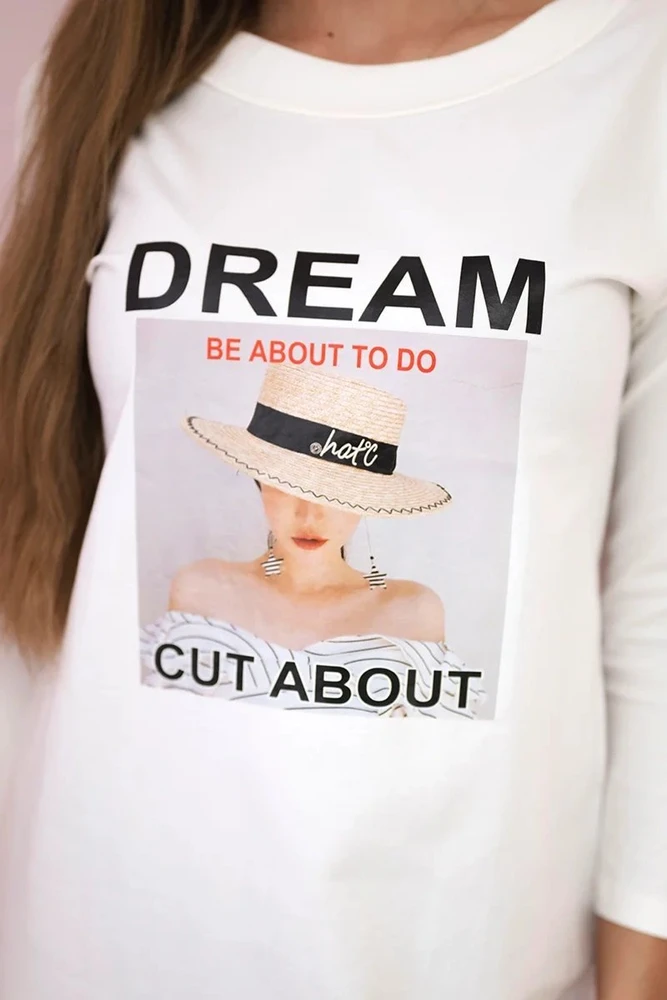Medvilninė suknelė su iškirpimais ant pečių Dream, kreminė