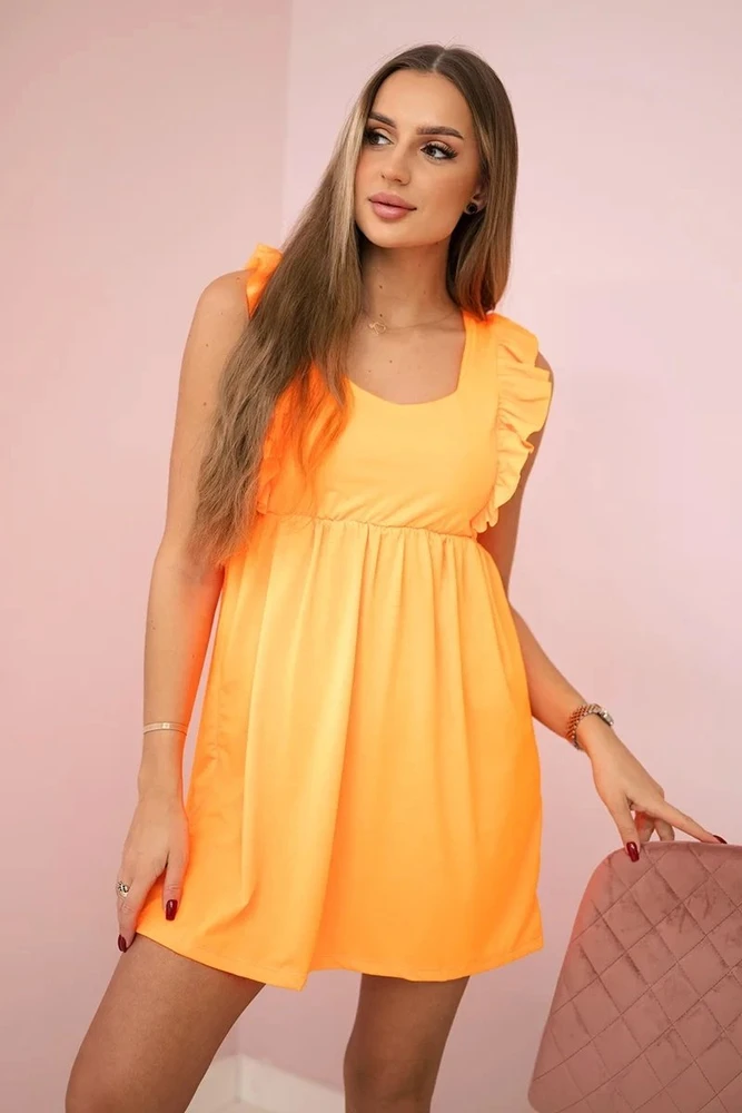 Medvilninė suknelė su šoniniais raukiniais, oranžinė