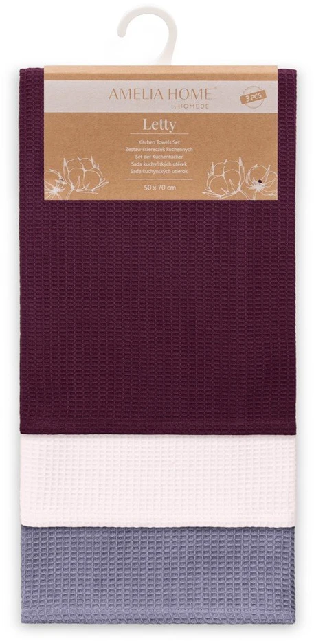 AmeliaHome Medvilninės šluostės Waffle Provence 3 vnt. 50×70 cm