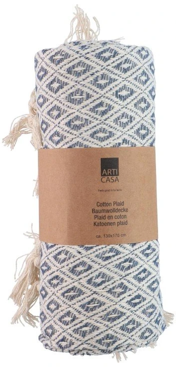 Articasa Arti Casa - Diamond Pattern Cotton Blanket 130x170 cm (Mėlyna / Baltas)