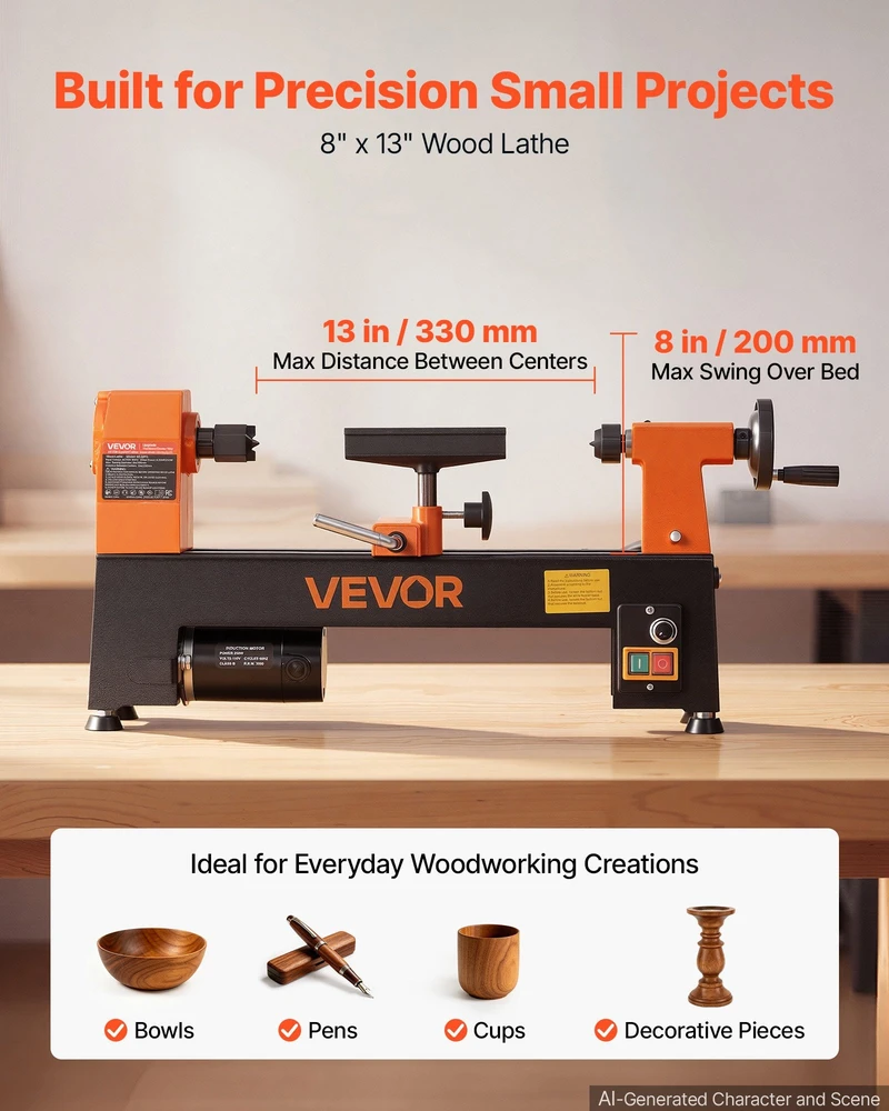 Medžio tekinimo staklės VEVOR WL0813, 250 W