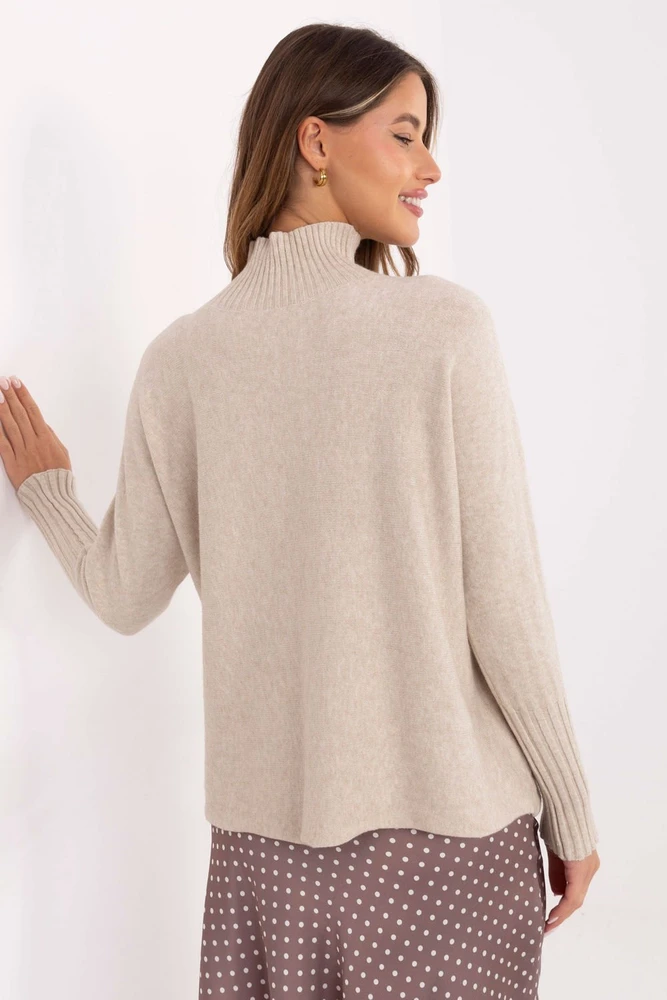 Megztinis smėlio spalvos su aukštu kaklu ir ilgomis rankovėmis Rue Paris