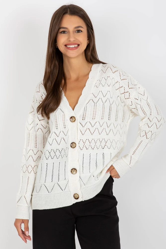 Megztinis Sweter Damski LC 8022.04P Ecru - Rue Paris