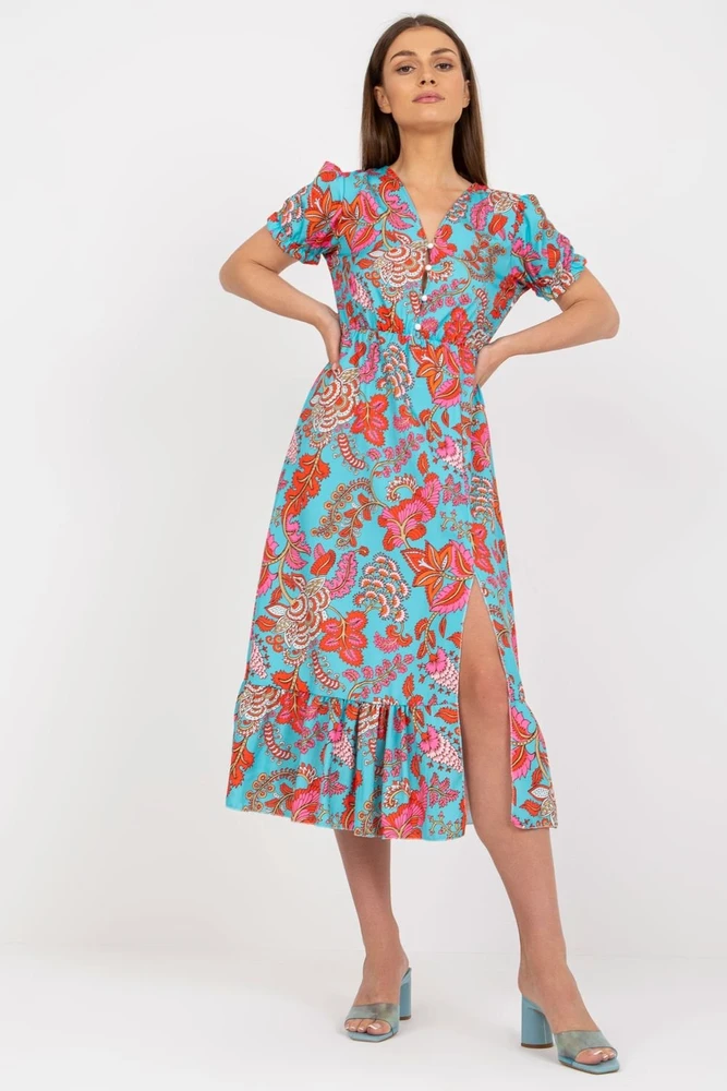 Mėlyna gėlėta suknelė Italy Moda