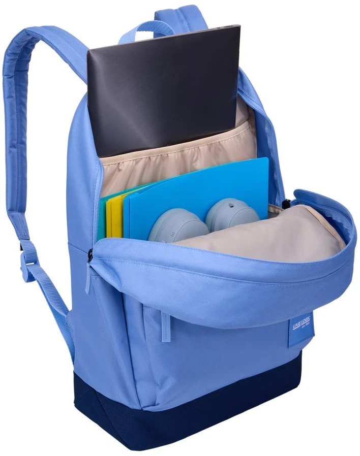 Case Logic Mėlyna perdirbto poliesterio kuprinė su kišene 16 colių nešiojamam kompiuteriui