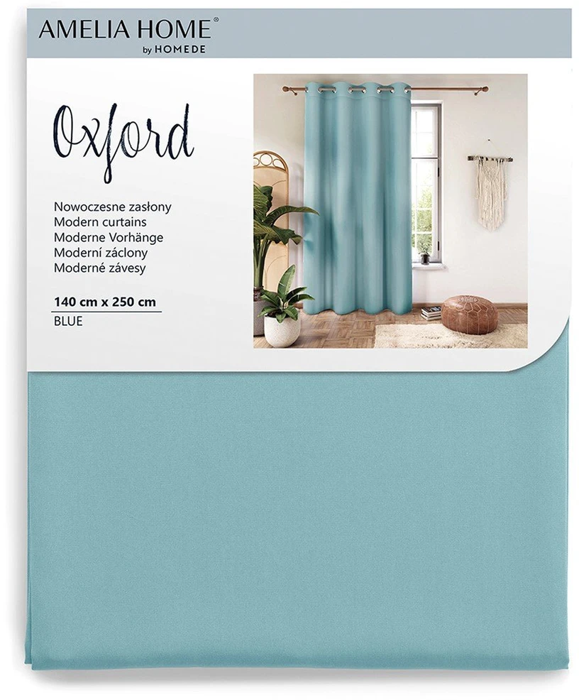 Naktinė užuolaida su žiedais AmeliaHome OXFORD 140X250 cm, 1 vnt., spalva: mėlyna