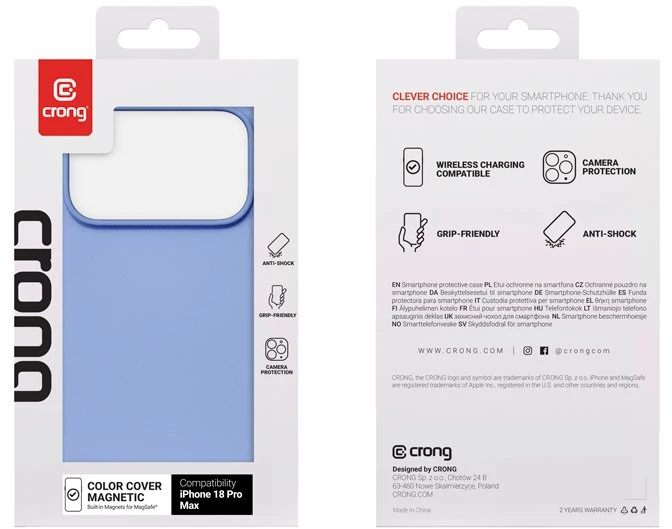 Mėlynas Crong Color Cover Magnetic dėklas iPhone 18 Pro Max / 17 Pro Max