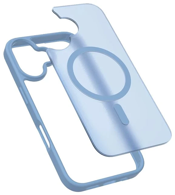 Mėlynas dėklas iPhone 17 Crong Hybrid Matte Magnetic