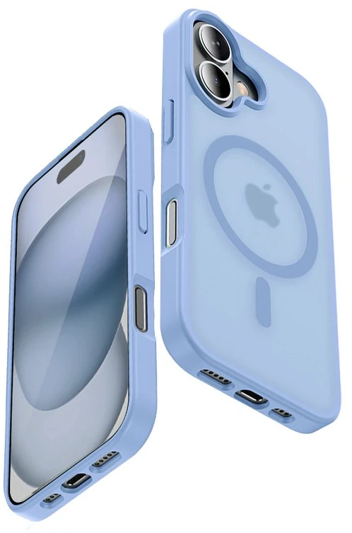 Mėlynas dėklas iPhone 17 Crong Hybrid Matte Magnetic