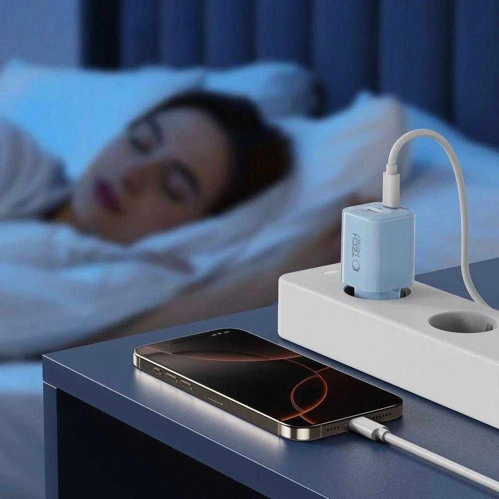 „Tech-Protect NCM33W“ 2 prievadų PD33W/QC3.0 sieninis įkroviklis - mėlynas